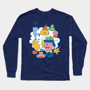 Quirky Lazy Potatoes Doodle Art Style Long Sleeve T-Shirt